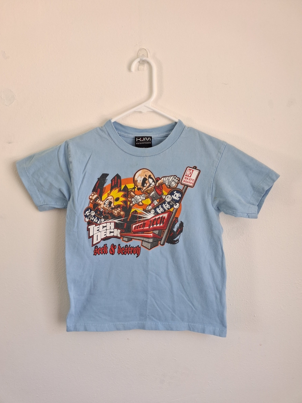 Vintage Tech Deck Boys Graphic Tee - Light Blue Small Y2K